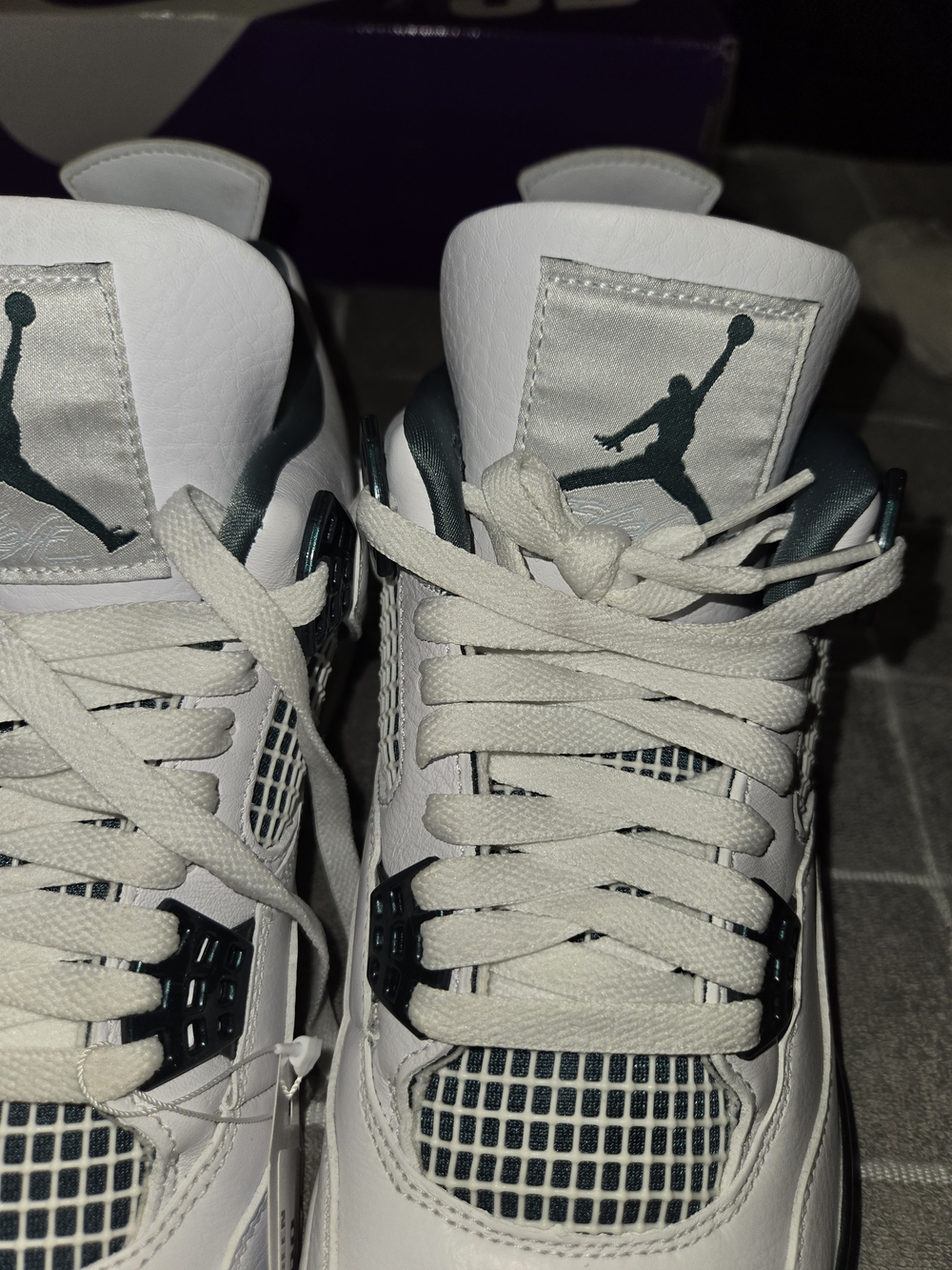 Air Jordan 4 Retro Men's White Dark Teal Sneakers
